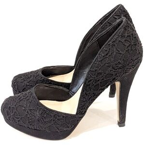 CALL it Spring black embroidered lace heels sz 6